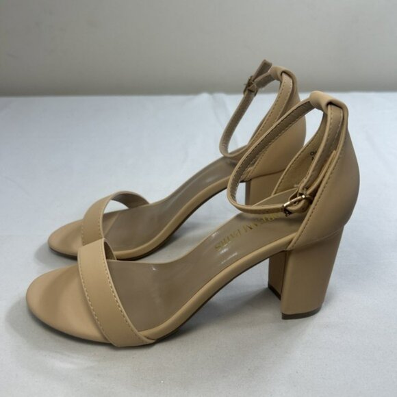 Dream Pairs Old Toe Chunk Heels Sandal Nude Ankle Strap Women's Size 6 NIB - Picture 3 of 8
